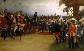 President Emile Loubet Welcoming Tsar Nicolas II and Tsarina Alexandra to the Manoeuvres at Betheny,