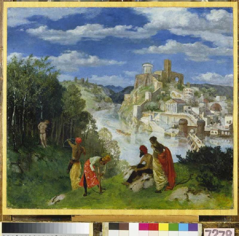 Landscape with martyrdom of the saint of Sebastian de Albert Welti