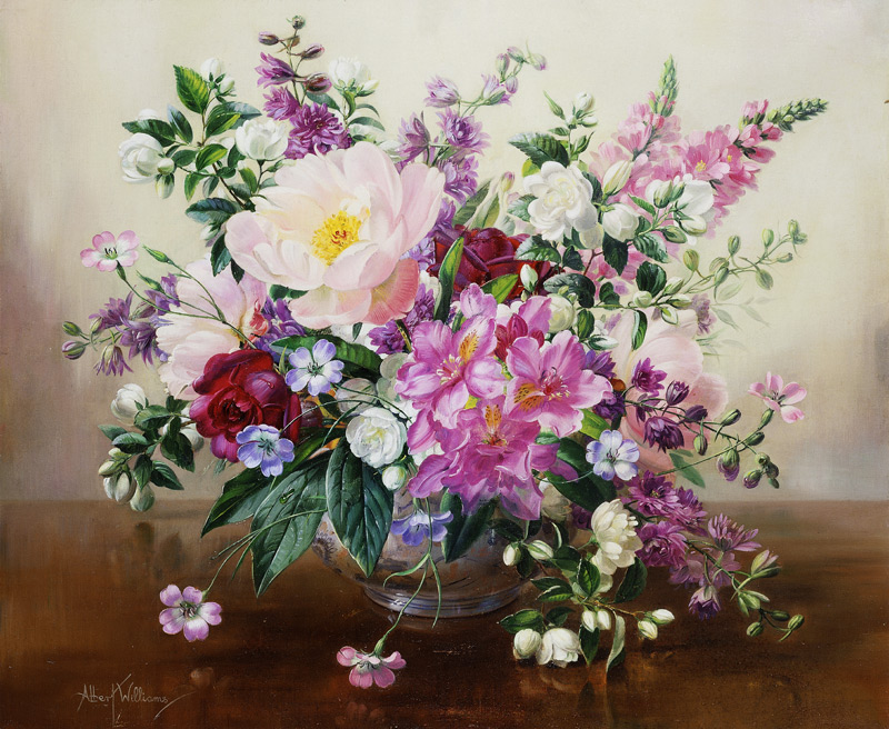 Flowers in a Glass Vase de Albert  Williams