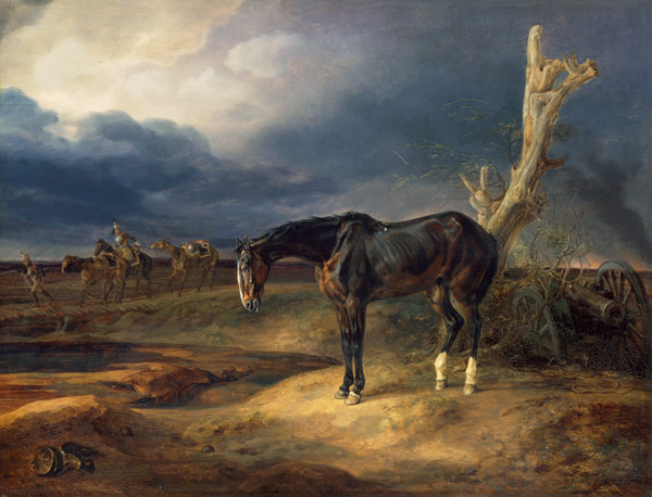Ownerless Horse on the Battlefield at Moshaisk in 1812 de Albrecht Adam