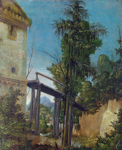 Landscape with a footbridge de Albrecht Altdorfer