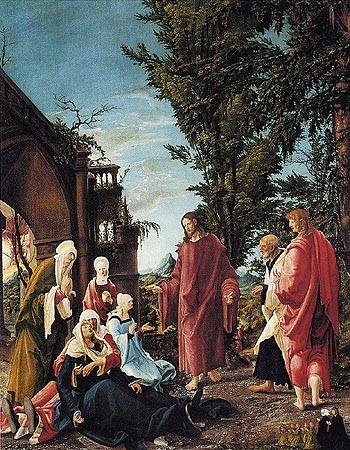 Jesus asks his mother permission de Albrecht Altdorfer