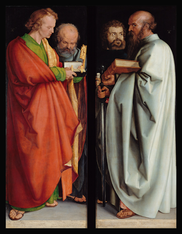 Los cuatro apóstoles (Juan el evangélico, Pedro, Marco, Pablo) de Alberto Durero