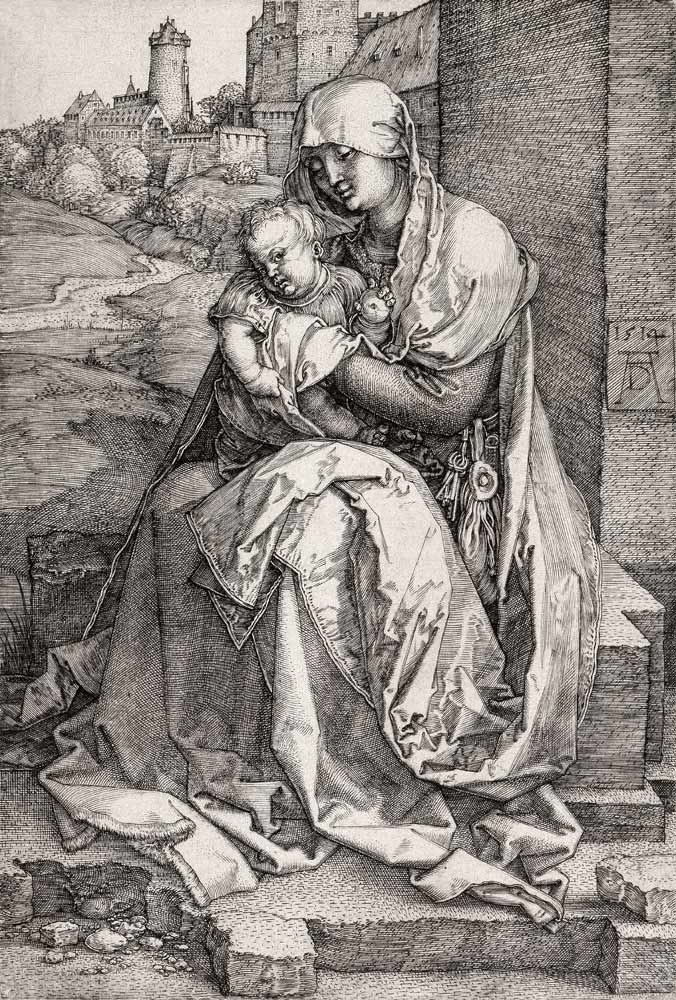 Maria mit dem Kind an der Mauer de Alberto Durero