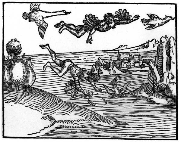 A.Dürer / The Fall of Icarus / Wood cut de Alberto Durero