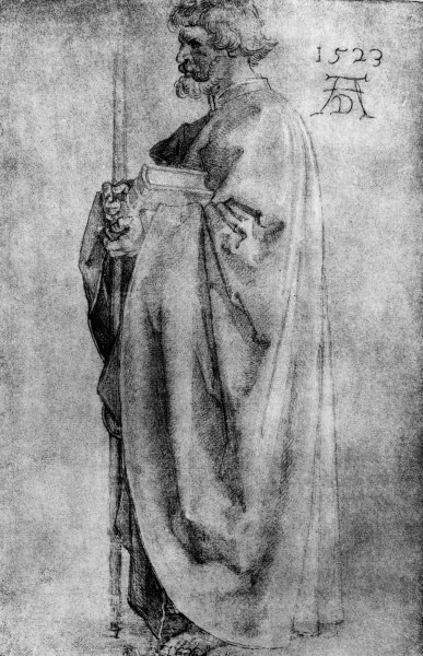 A.Dürer, Standing Apostle / Draw./ 1523 de Alberto Durero
