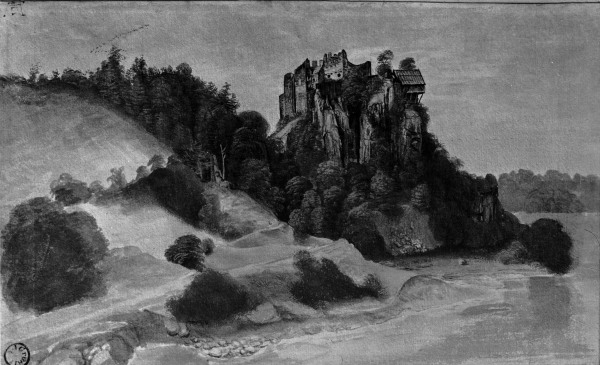 Castle Ruins by a River / Dürer / 1494/5 de Alberto Durero