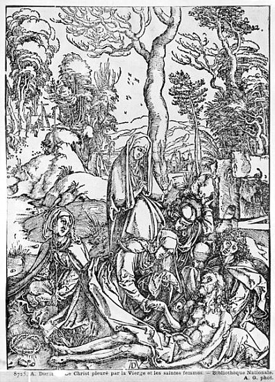 Christ mourned the Virgin and the female Saints, from ''The Great Passion'' series, 1497-1500 de Alberto Durero