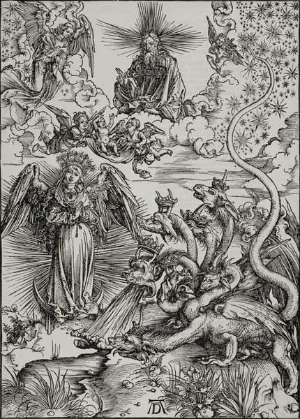 Das Sonnenweib und der siebenköpfige Drache, Apokalypse IX de Alberto Durero