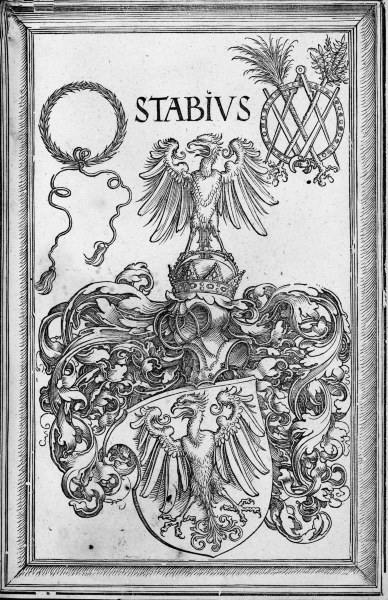 Dürer, Coat of Arms of Stabius / Woodcut de Alberto Durero