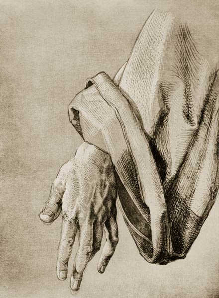 A.Dürer, Hand of Apostle / Draw./ c.1508 de Alberto Durero