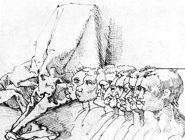 A.Dürer, Ten Heads in Profile / Draw. de Alberto Durero