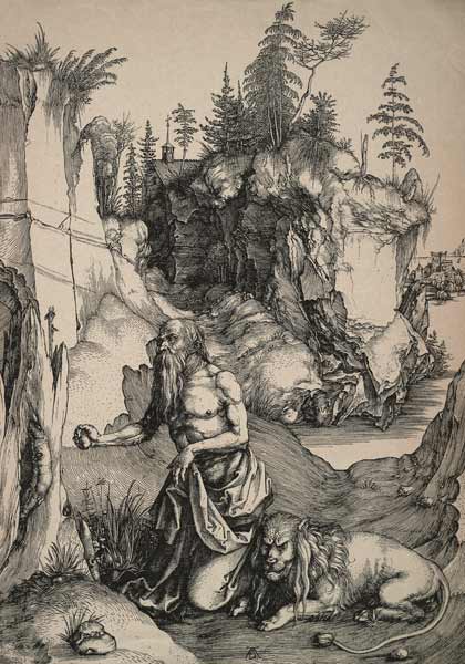 St Hieronymus in the wilderness / Dürer de Alberto Durero