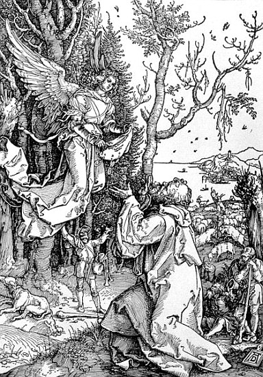 Joachim and the Angel from the ''Life of the Virgin'' series, pub. 1511 de Alberto Durero