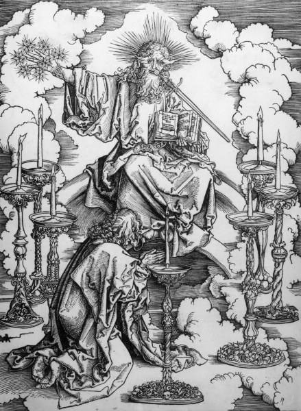 John sees the 7 lamps / Dürer / c.1497/8 de Alberto Durero