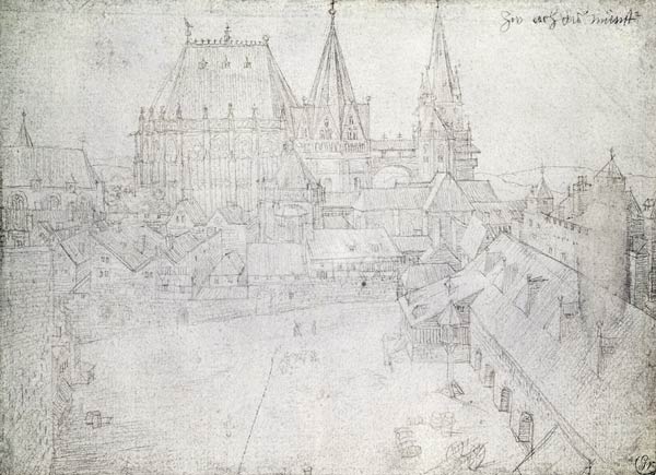 The Minster at Aachen, 1520 (silverpoint on paper) de Alberto Durero