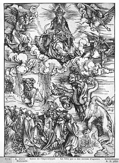 Scene from the Apocalypse, The seven-headed and ten-horned dragon de Alberto Durero