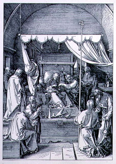 The Death of the Virgin from the ''Life of the Virgin'' series; engraved 1510, pub. 1511 de Alberto Durero