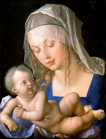 Virgin and child holding a half-eaten pear de Alberto Durero