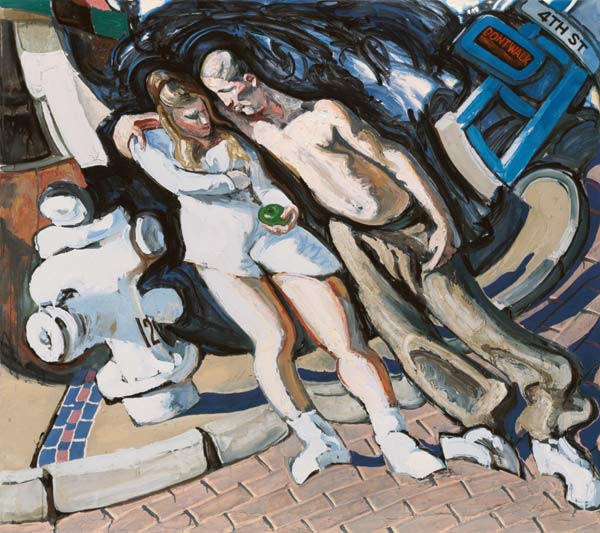 Adam and Eve, South of Market, 1994 (mixed media on linen)  de Alek  Rapoport