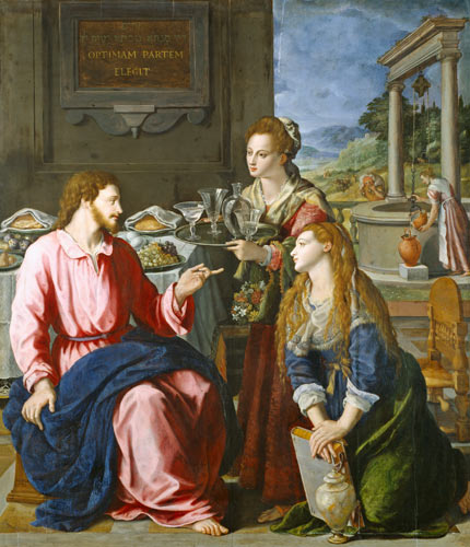 Christ with Maria and Martha de Alessandro Allori