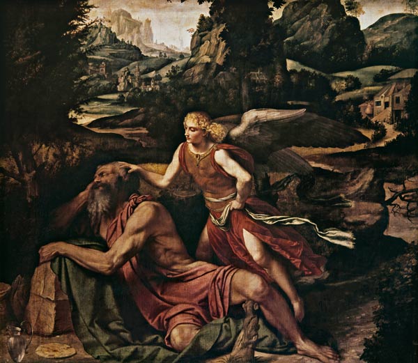 Elijah Visited by an Angel de Alessandro Bonvicino Moretto