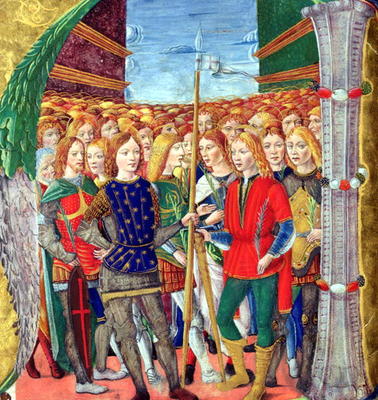 Historiated initial 'N' depicting St. Maurice and the Theban Legion, Lombardy School, c.1499-1511 (v de Alessandro Pampurino