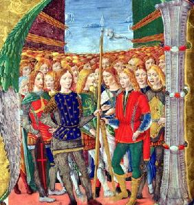 Historiated initial 'N' depicting St. Maurice and the Theban Legion, Lombardy School, c.1499-1511 (v