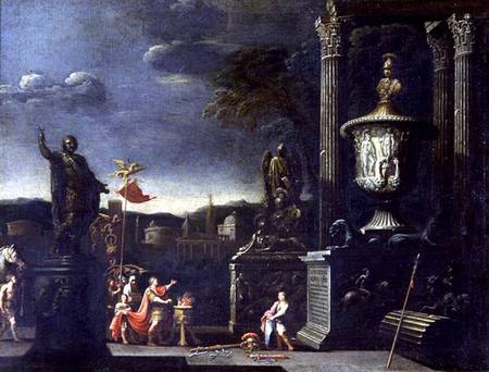 View with a Scene of a Sacrifice de Alessandro Salucci