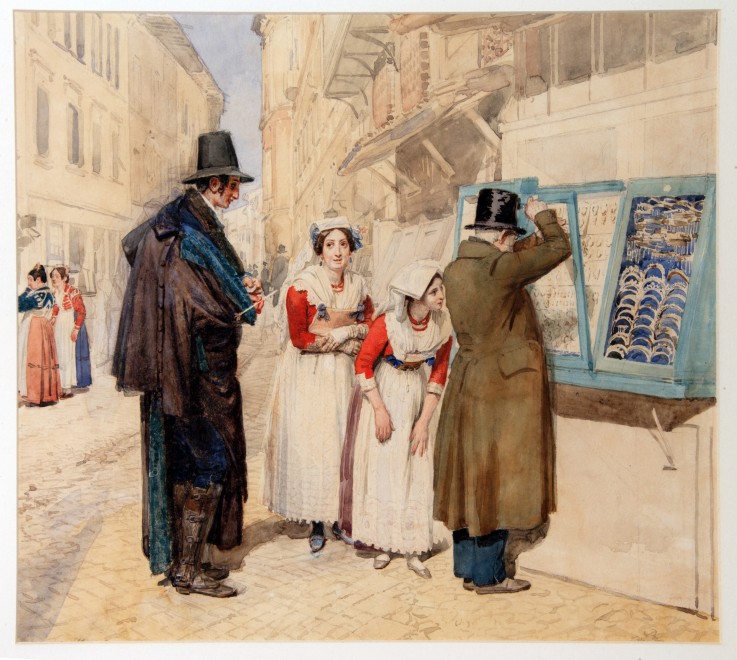A Bridegroom Choosing a Ring for His Fiancee de Alexander Andrejewitsch Iwanow