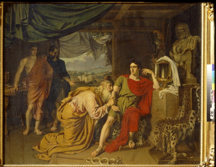 Priam tearfully supplicates Achilles, begging for Hector's body de Alexander Andrejewitsch Iwanow
