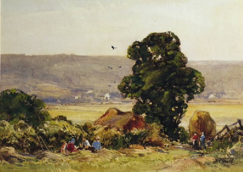 Haymaking (w/c on paper) de Alexander Carruthers Gould