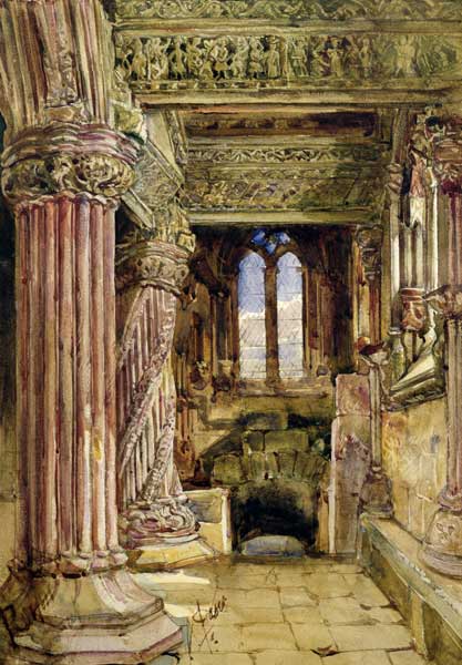 Rosslyn Chapel, Scotland (w/c on paper) de Alexander Jnr. Fraser