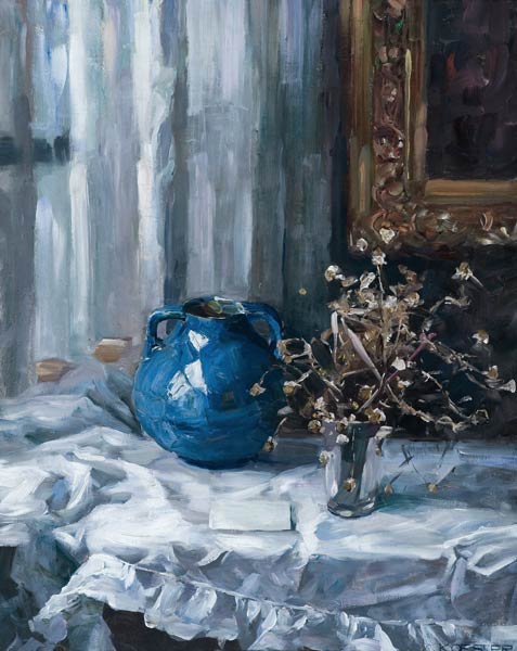 Stillleben mit blauer Vase de Alexander Koester