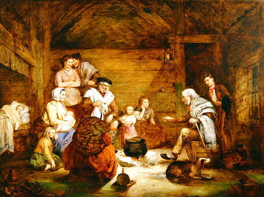 In the Crofter's Home, 1868 (oil on canvas) de Alexander Leggett