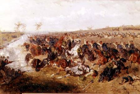 Hussars at the Battle of Schweinsschedl, Austria, 29th July 1866 de Alexander Ritter von Bensa
