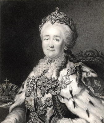 Catherine II (1729-96) of Russia, from 'Gallery of Portraits', published in 1833 (engraving) de Alexander Roslin
