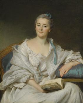 Portrait of Marie-Françoise Julie Constance Filleul, Marquise de Marigny with a book