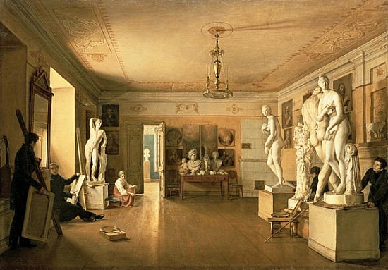 Atelier of the artist Alexey Venetsianov (1780-1847) 1827 de Alexander Alexeyevich Alexeyev