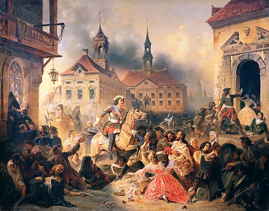 Peter the Great conquers Narva in 1704 de Alexander Ivanovich Sauerweid