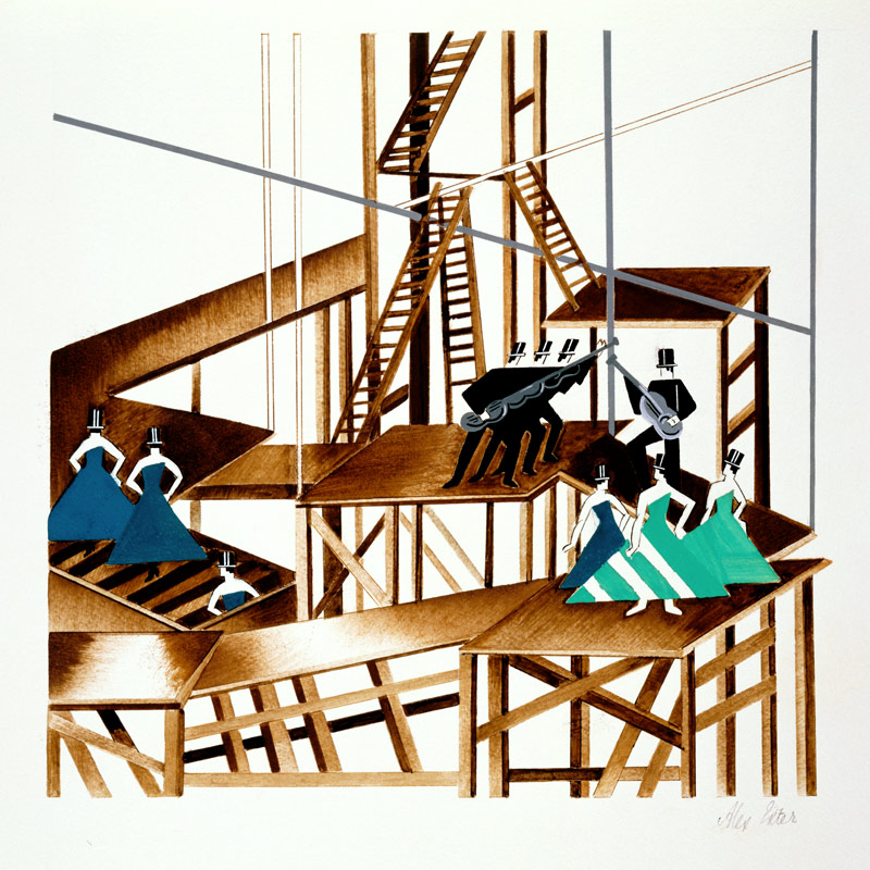 Set Design for a Jazz Musical, illustration from Maquettes de Theatre by Alexandra Exter, published  de Alexandra Exter
