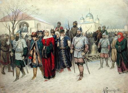 Joining of Great Novgorod, Novgorodians Departing to Moscow de Alexej Danilovich Kivschenko