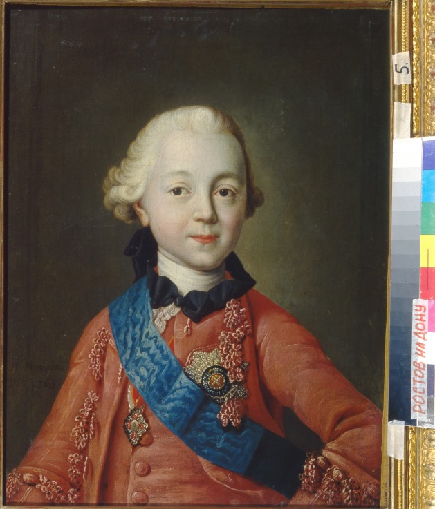 Portrait of Grand Duke Pavel Petrovich (1754-1801) as child de Alexej Petrowitsch Antropow