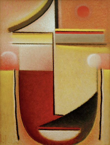 Abstrakter Kopf: Rot-Weiß-Gold de Alexej von Jawlensky