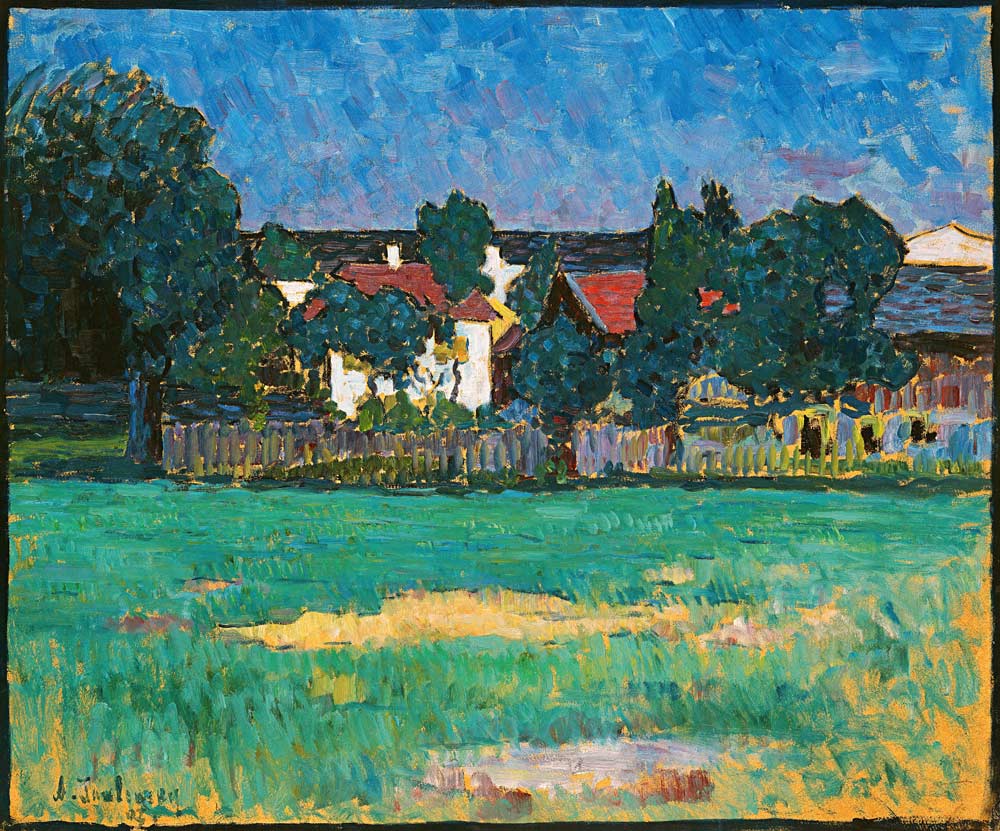 Wasserburg landscape with houses and field de Alexej von Jawlensky