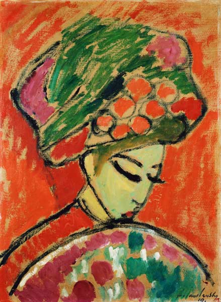 Mujer con sombrero de flores de Alexej von Jawlensky