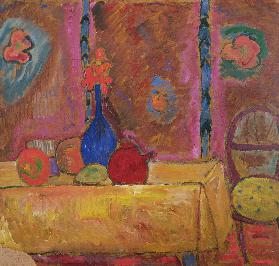Still Life with Jug and Sculpture on a Table (board)