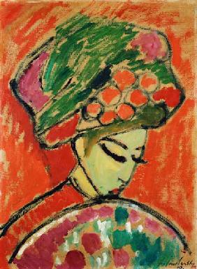 Mujer con sombrero de flores