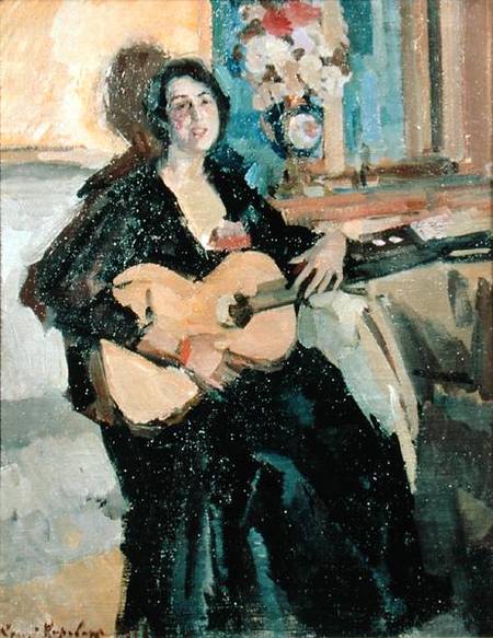 Lady with a Guitar de Alexejew. Konstantin Korovin