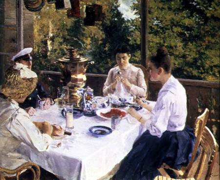 At the Tea-Table de Alexejew. Konstantin Korovin